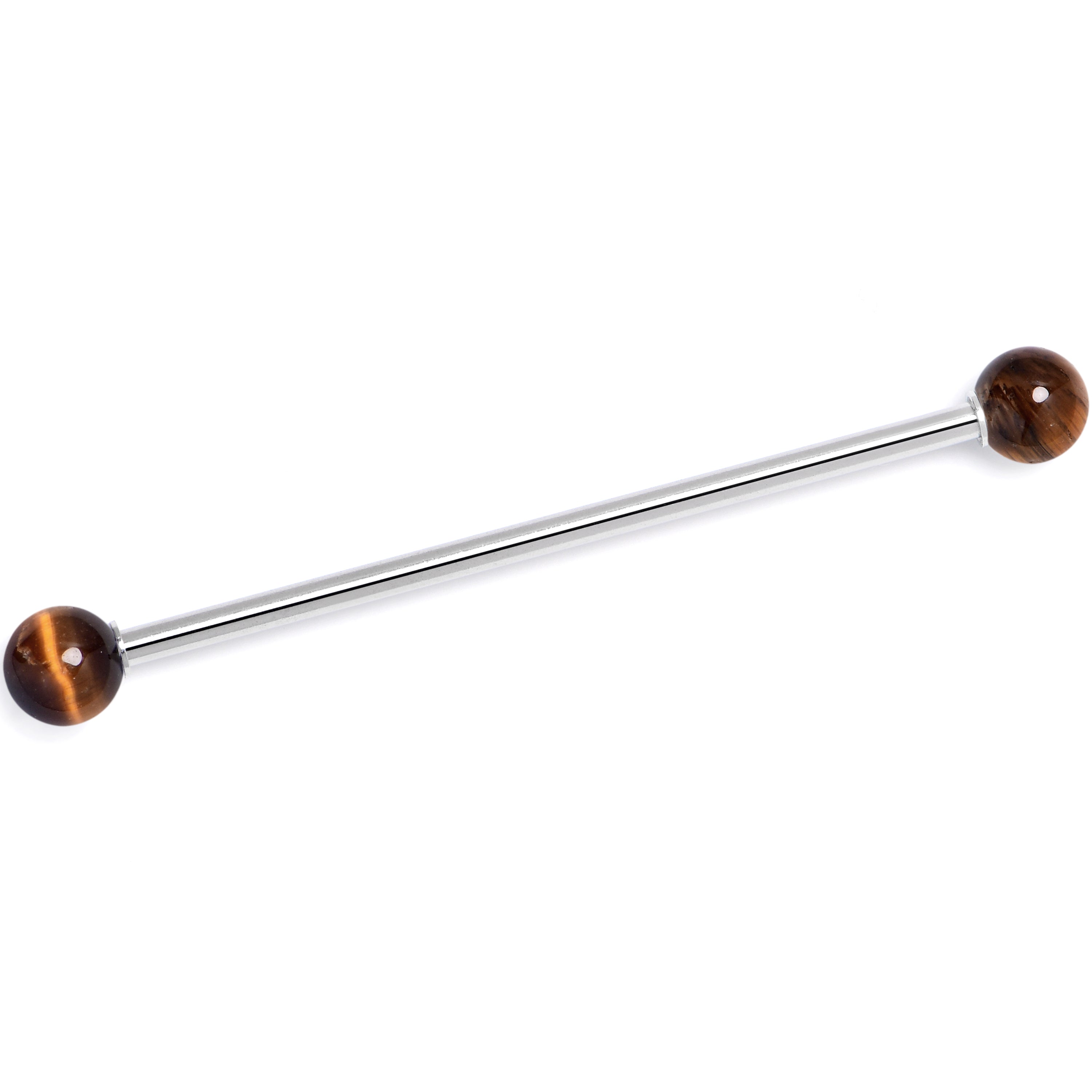 BodyCandy 14G Tiger Eye Natural Stone Industrial Barbell 38mm — main product shot