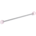BodyCandy 14G Pink Crystal Natural Stone Industrial Barbell 38mm — main product shot