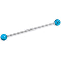 BodyCandy 14G Blue Turquoise Natural Stone Industrial Barbell 38mm — main product shot