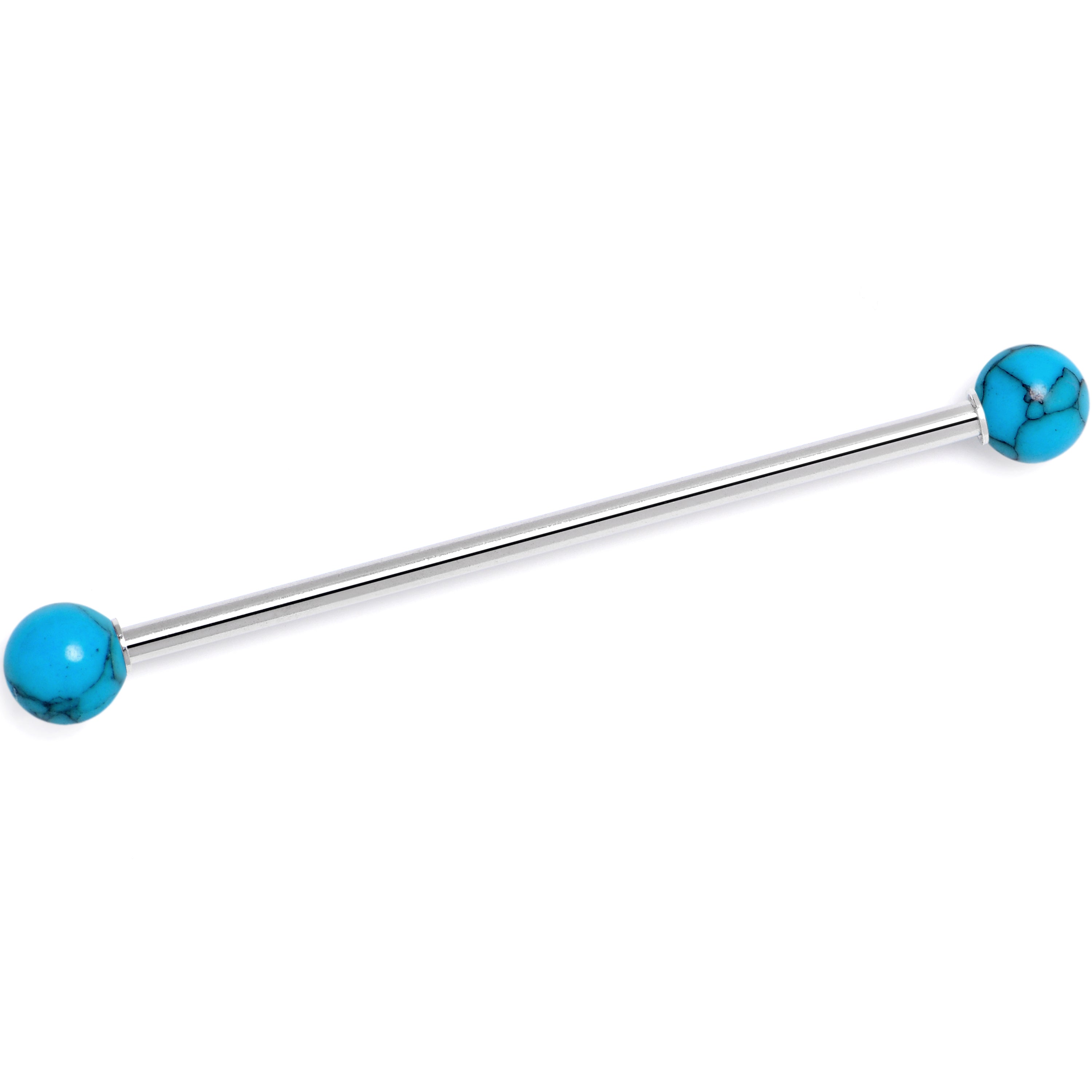BodyCandy 14G Blue Turquoise Natural Stone Industrial Barbell 38mm — main product shot