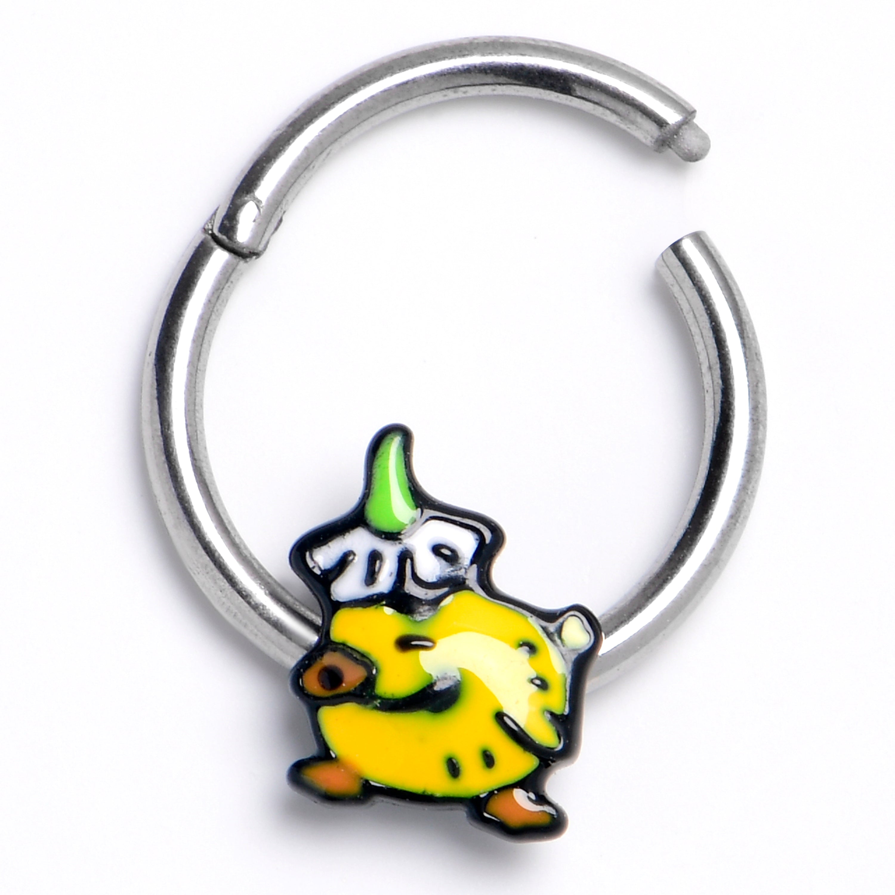 BodyCandy 16G 3/8 Duck Flower Hat Hinged Segment Ring — main product shot