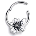 BodyCandy 16G 3/8 Clear CZ Gem Butterfly Blossom Black Hinged Segment Ring — main product shot