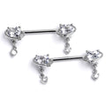 BodyCandy 14G 9/16 Clear CZ Gem Saturn Heart Dangle Nipple Ring Set — main product shot