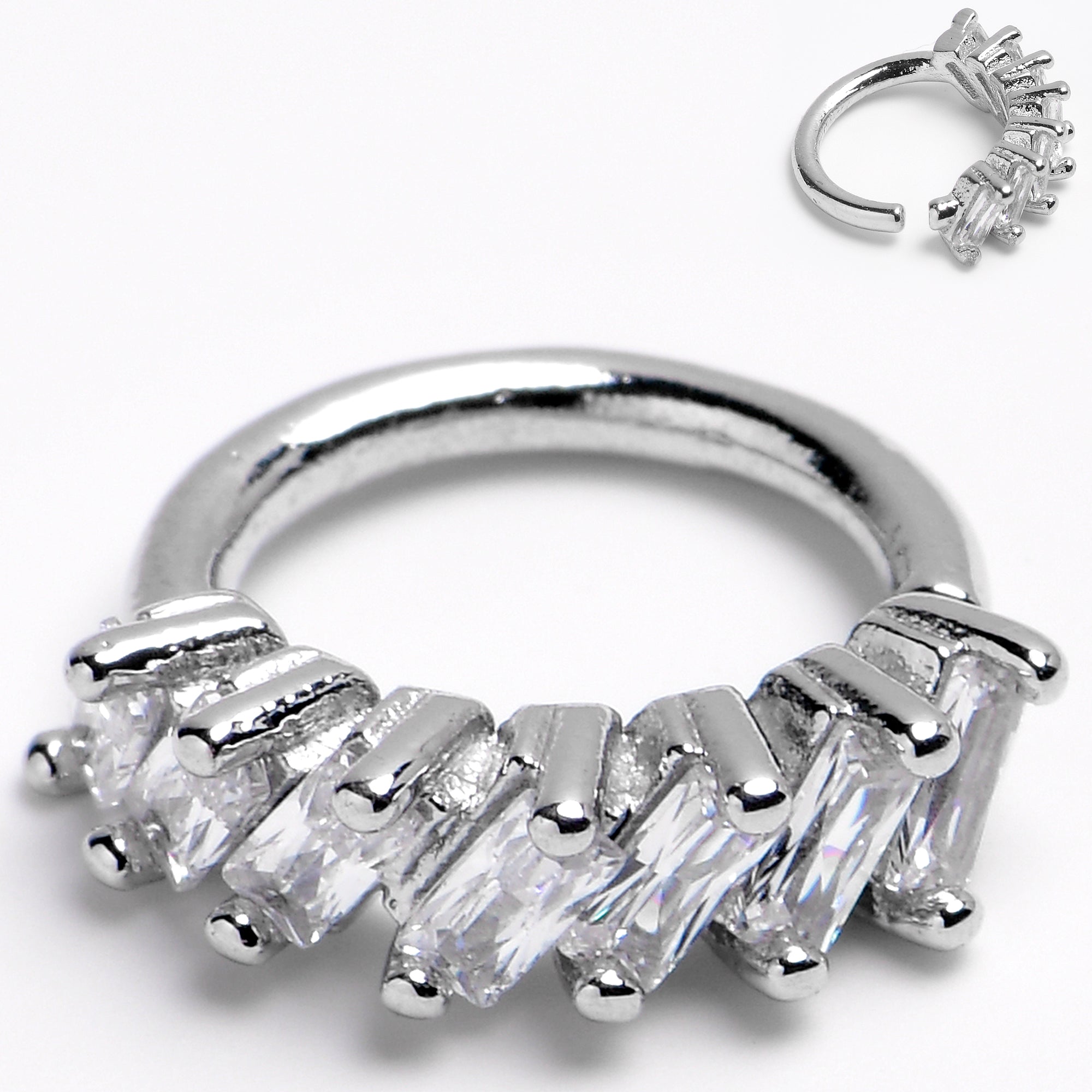 BodyCandy 16G 5/16 Princess Cubic Zirconia Bendable Hoop — main product shot