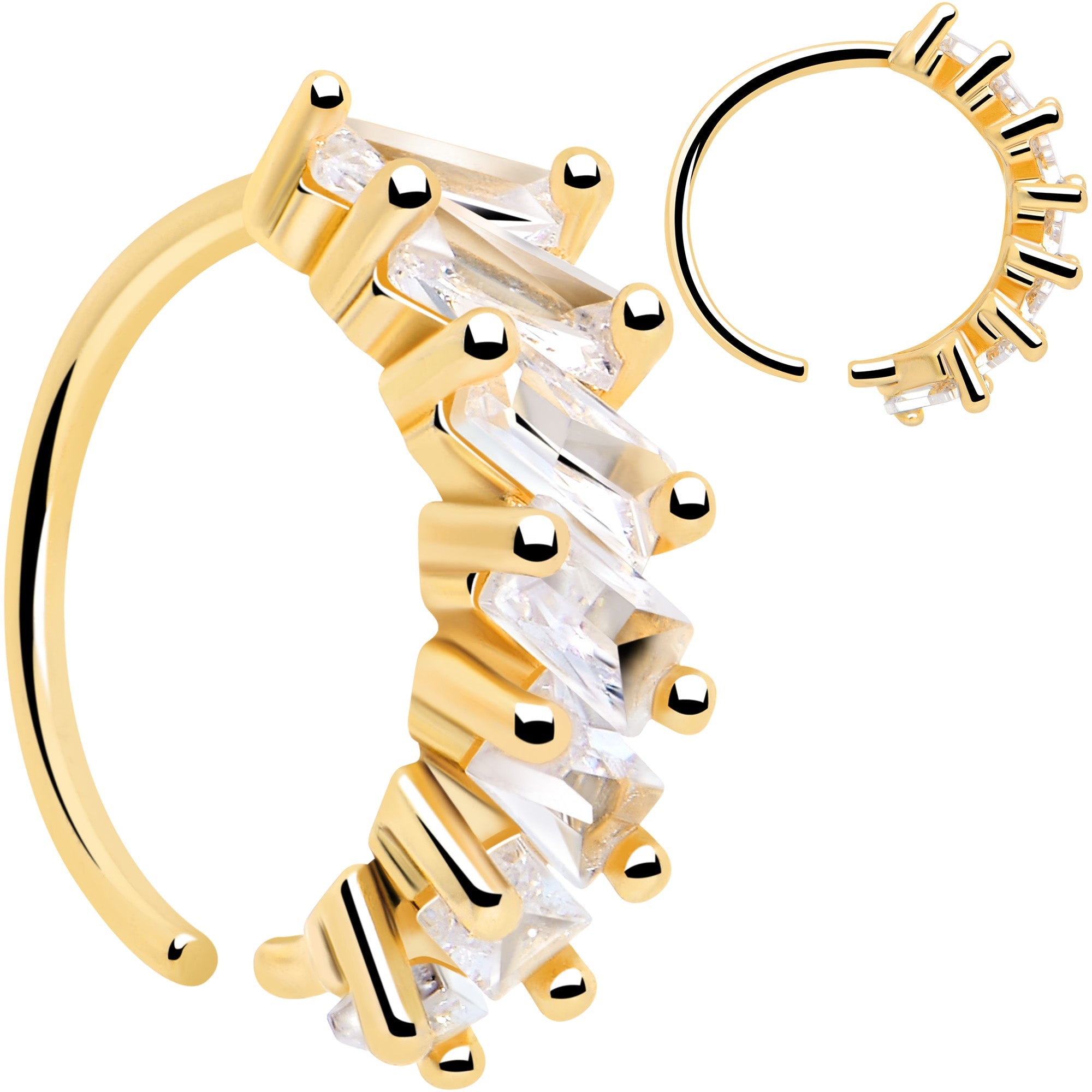 BodyCandy 20G 5/16 Gold Toned Princess Cubic Zirconia Bendable Hoop — main product shot