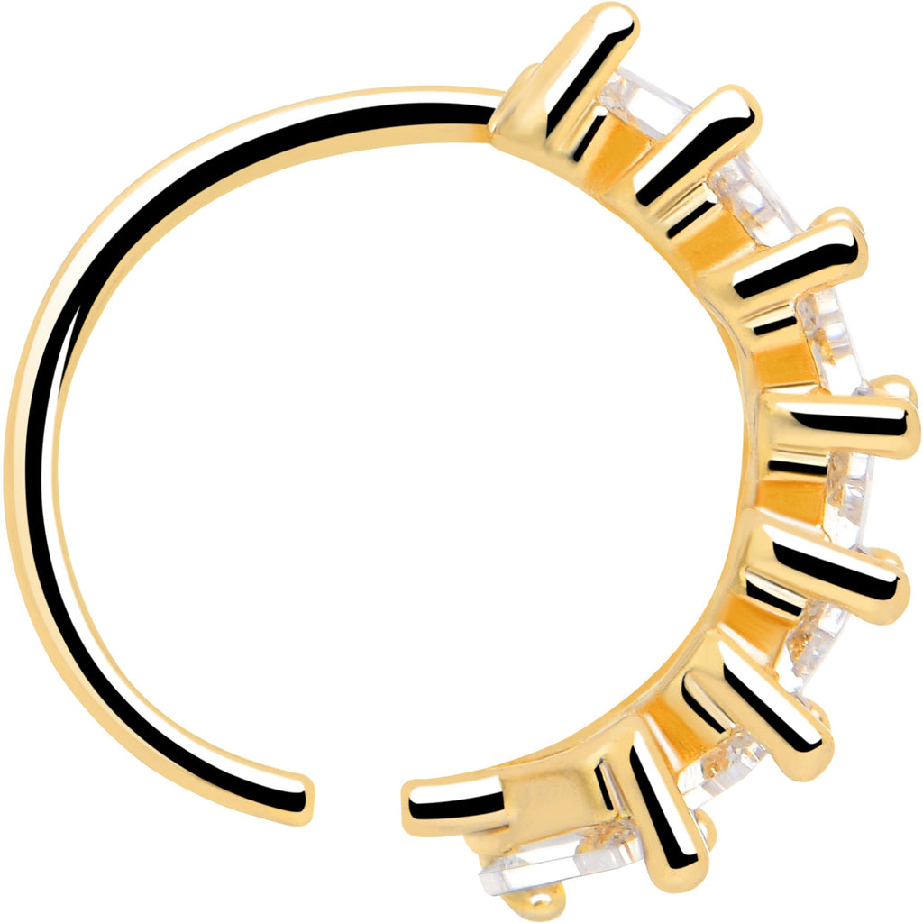 BodyCandy 20G 5/16 Gold Toned Princess Cubic Zirconia Bendable Hoop — back view