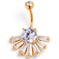 BodyCandy Clear CZ Gem Rose Gold Tone Deco Elegance Fan Belly Ring — main product shot