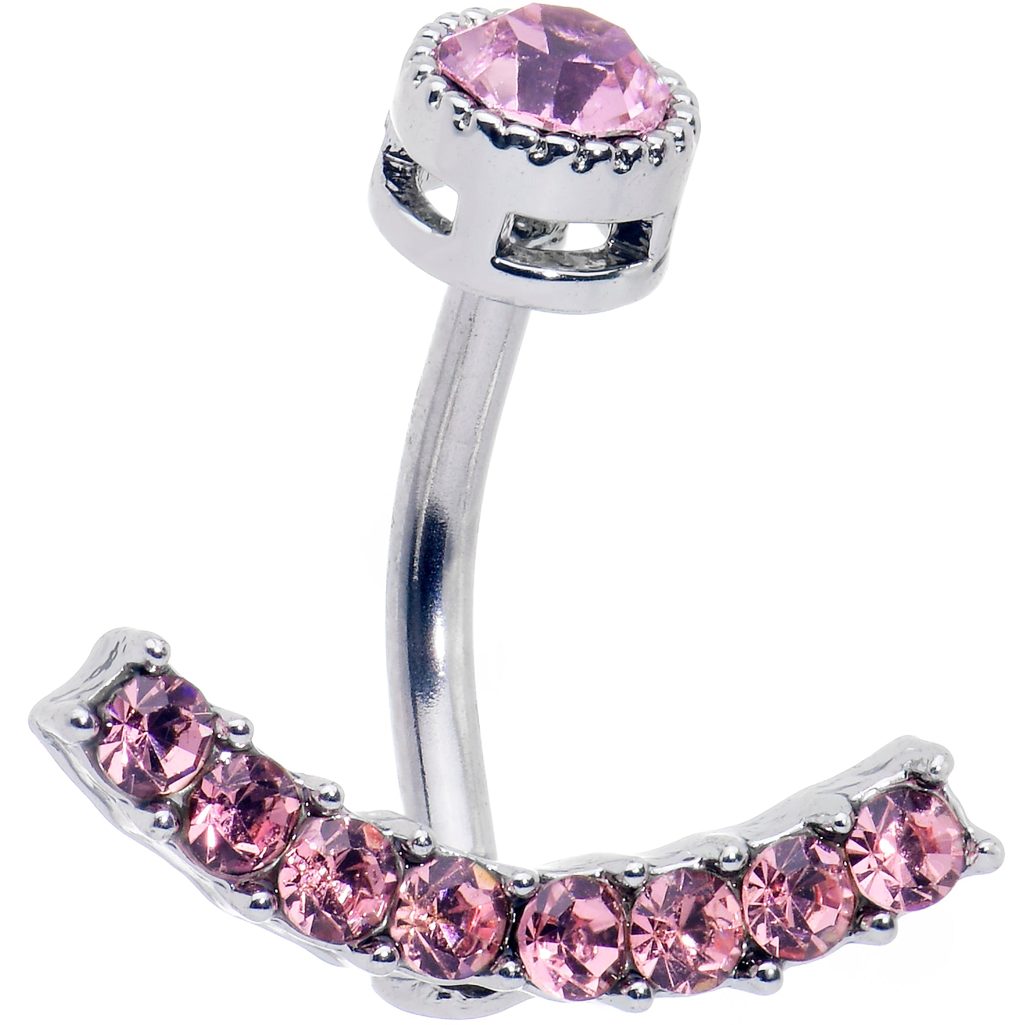 BodyCandy Pink CZ Gem Internally Threaded Arc Of Glam Belly Ring — main product shot