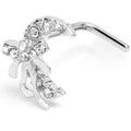 BodyCandy 20G 1/4 Clear CZ Gem Bow Moon L Shape Nose Ring — main product shot