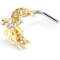 BodyCandy 20G 1/4 Clear CZ Gem Bow Golden Moon L Shape Nose Ring — main product shot