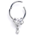 BodyCandy 16G 3/8 Clear CZ Gem Saturn Heart Dangle Hinged Segment Ring — main product shot