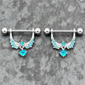 BodyCandy 14G 9/16 Blue CZ Gem Alluring Wings Dangle Nipple Ring Set — main product shot