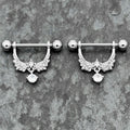 BodyCandy 14G 9/16 Clear CZ Gem Alluring Wings Dangle Nipple Ring Set — main product shot