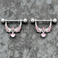 BodyCandy 14G 9/16 Pink CZ Gem Alluring Wings Dangle Nipple Ring Set — main product shot
