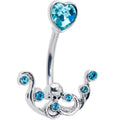 BodyCandy Blue Gem Heart Scrolling Elegance Double Mount Belly Ring — main product shot