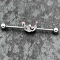 BodyCandy 14G Pink Gem Scrolling Elegance Industrial Barbell 38mm — main product shot