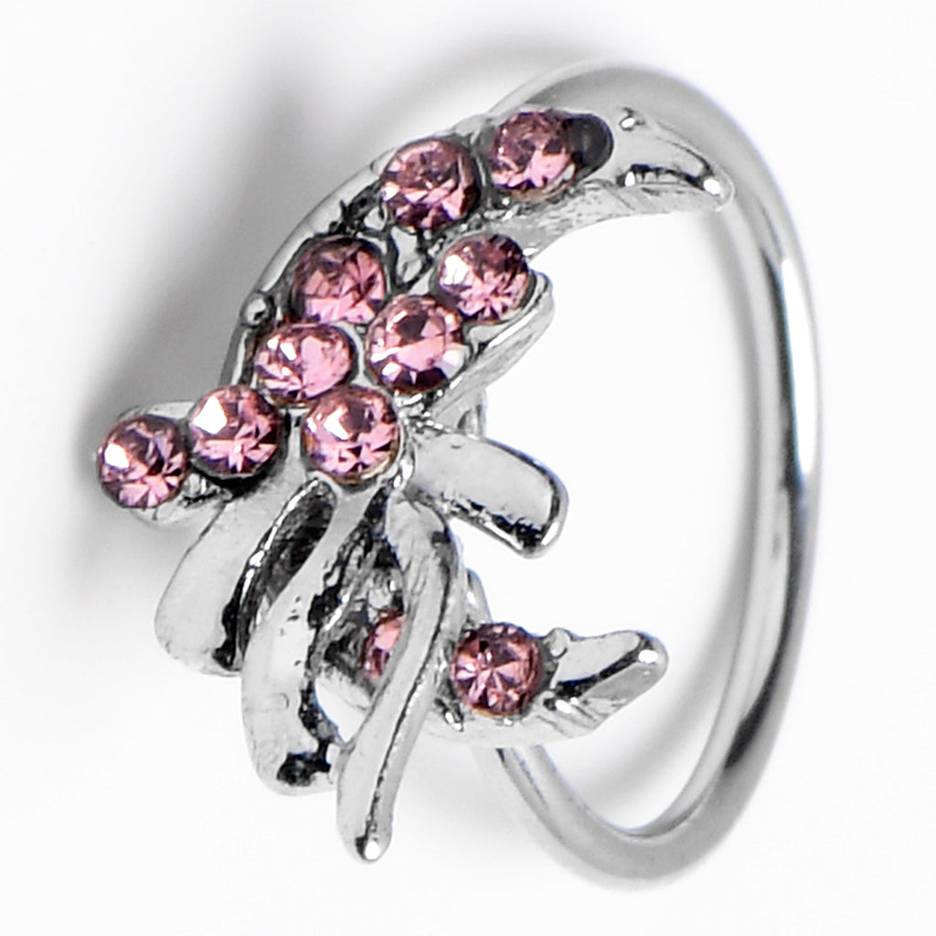 BodyCandy 20G 5/16 Pink Gem Cartilage Helix Hoop Earring — alternative angle