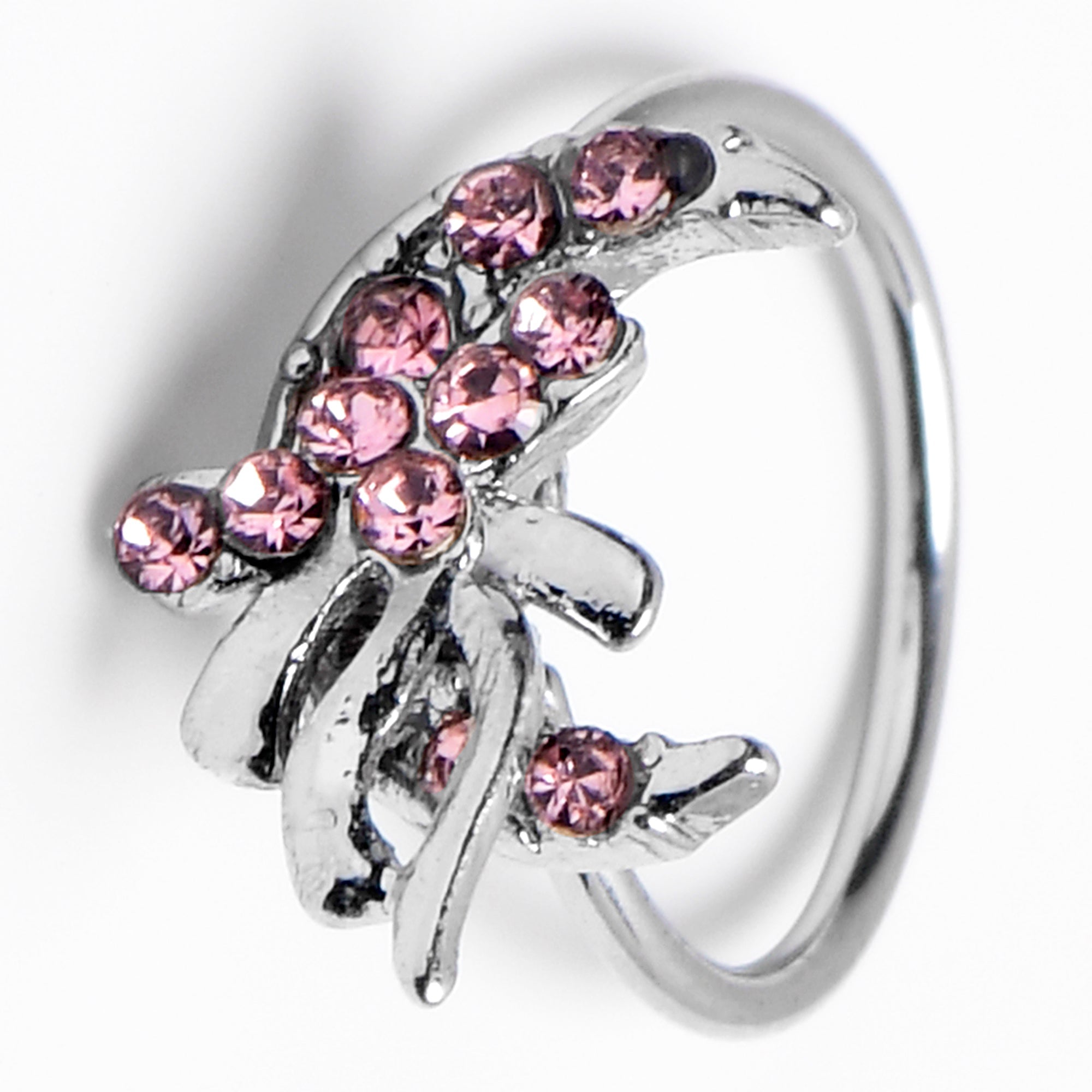 BodyCandy 20G 5/16 Pink Gem Cartilage Helix Hoop Earring — alternative angle