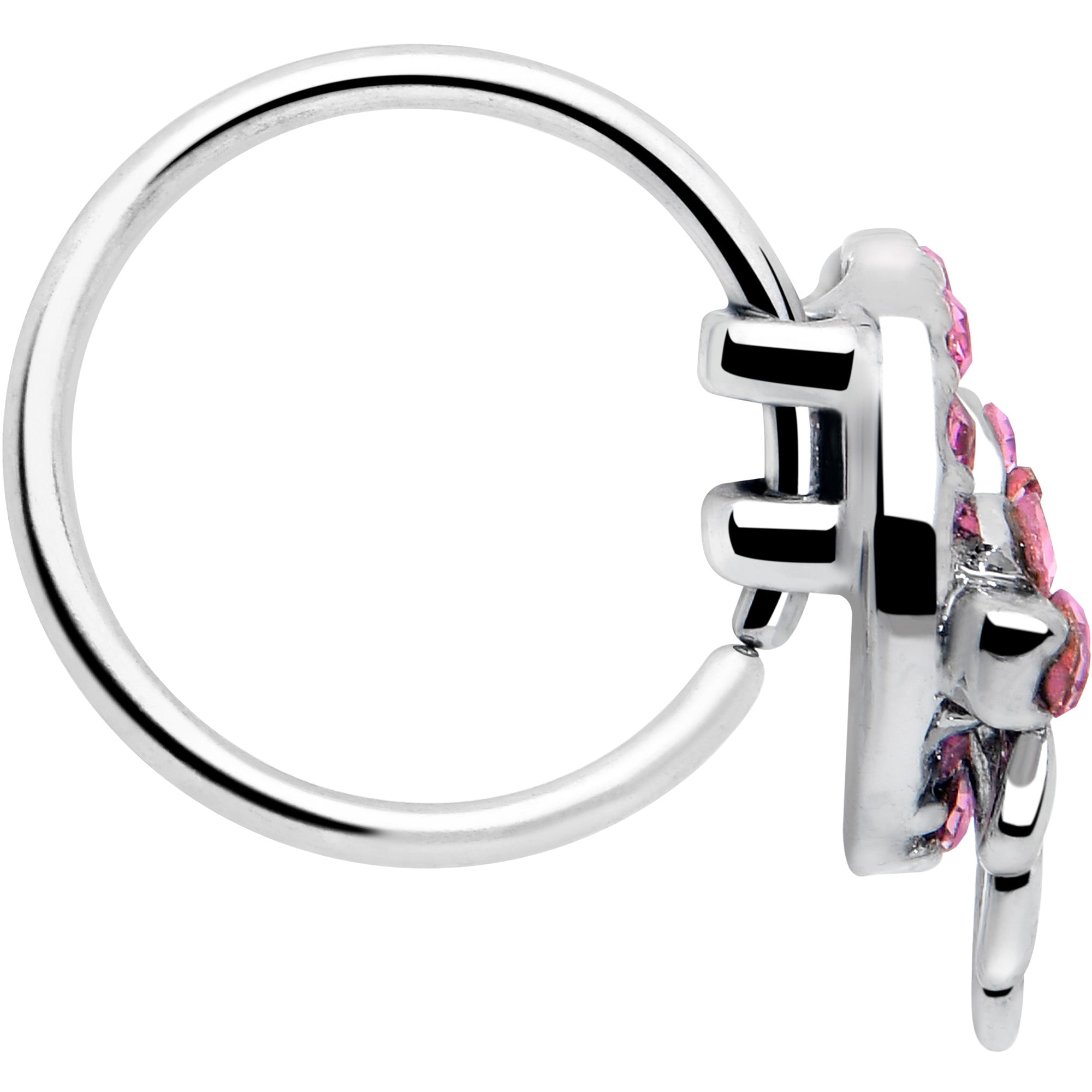 BodyCandy 20G 5/16 Pink Gem Cartilage Helix Hoop Earring — side view