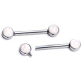 BodyCandy 14G 9/16 White Faux Opal Internally Threaded Barbell Nipple Ring Set — main product shot