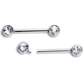 BodyCandy 14G 9/16 Clear CZ Gem Internally Threaded Barbell Nipple Ring Set — main product shot