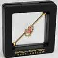 BodyCandy 14G Clear Pink Gem Gold Tone Circle Heart Industrial Barbell 38mm — main product shot