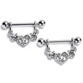 BodyCandy 14G 9/16 Clear Gem Ornate Hearts Dangle Nipple Ring Set — main product shot