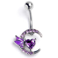 BodyCandy Purple Gem Butterfly Moon Heart Belly Ring — main product shot