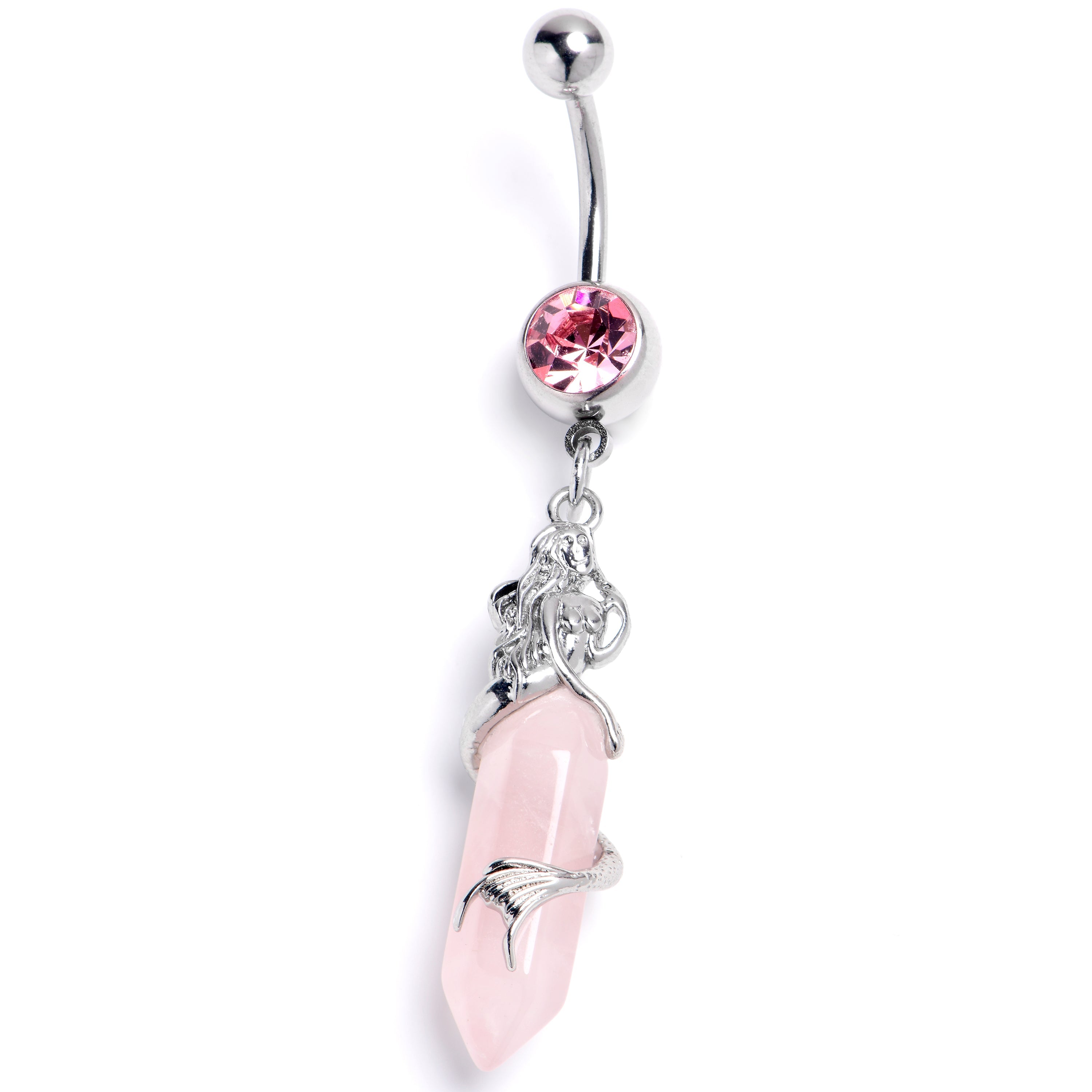 BodyCandy Pink Gem Mermaid Rider Dangle Belly Ring — main product shot
