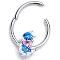 BodyCandy 16G 3/8 Pink CZ Gem Sea Monster Glitter Blue Hinged Segment Ring — main product shot