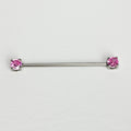 BodyCandy 14G Pink Gem Forward Facing Internally Threaded Industrial Barbell 38mm — main product shot