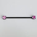 BodyCandy 14G Pink Gem Black Forward Facing Internally Threaded Industrial Barbell 38mm — main product shot