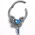 BodyCandy 16G 5/16 Blue Gem Whimsical Butterfly Segment Ring with Dangle — main product shot