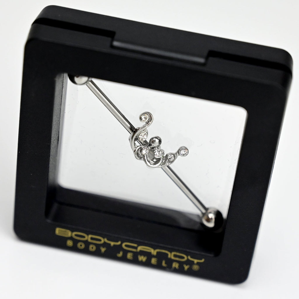 BodyCandy 14G Clear Gem Scrolling Elegance Industrial Barbell 38mm — main product shot