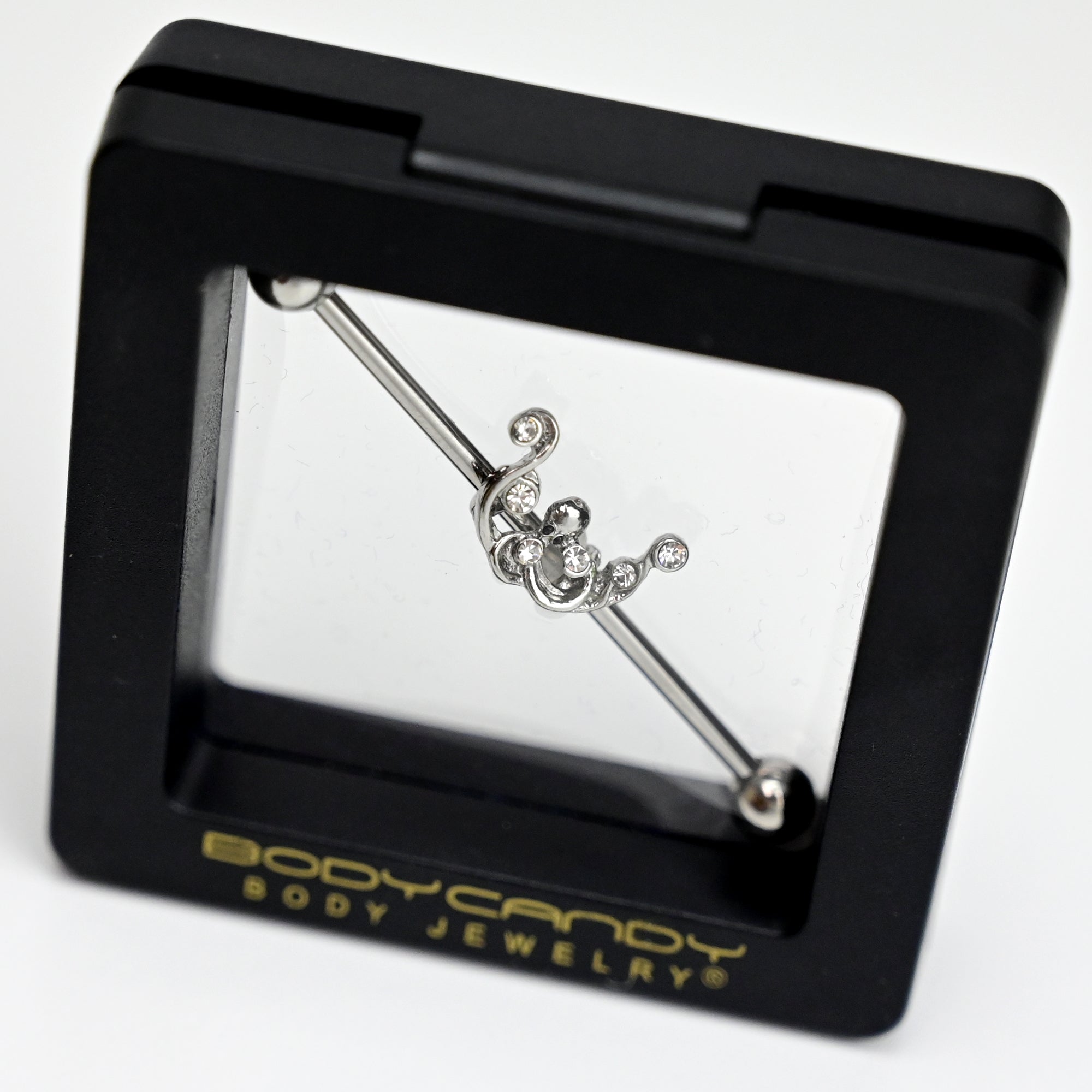 BodyCandy 14G Clear Gem Scrolling Elegance Industrial Barbell 38mm — main product shot