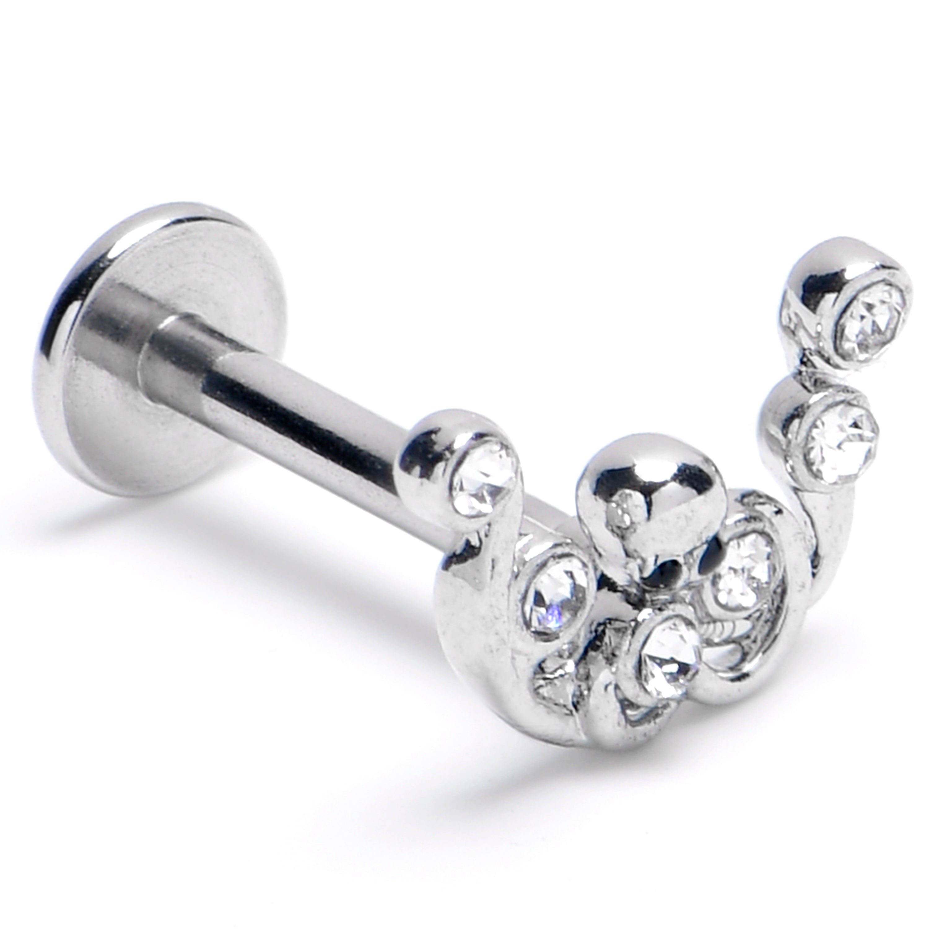 BodyCandy 16G 5/16 Clear Gem Scrolling Elegance Labret Monroe Tragus — main product shot