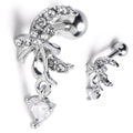BodyCandy 16G 1/4 Clear Gem Moon Bow Heart Dangle Cartilage Tragus Earring — main product shot