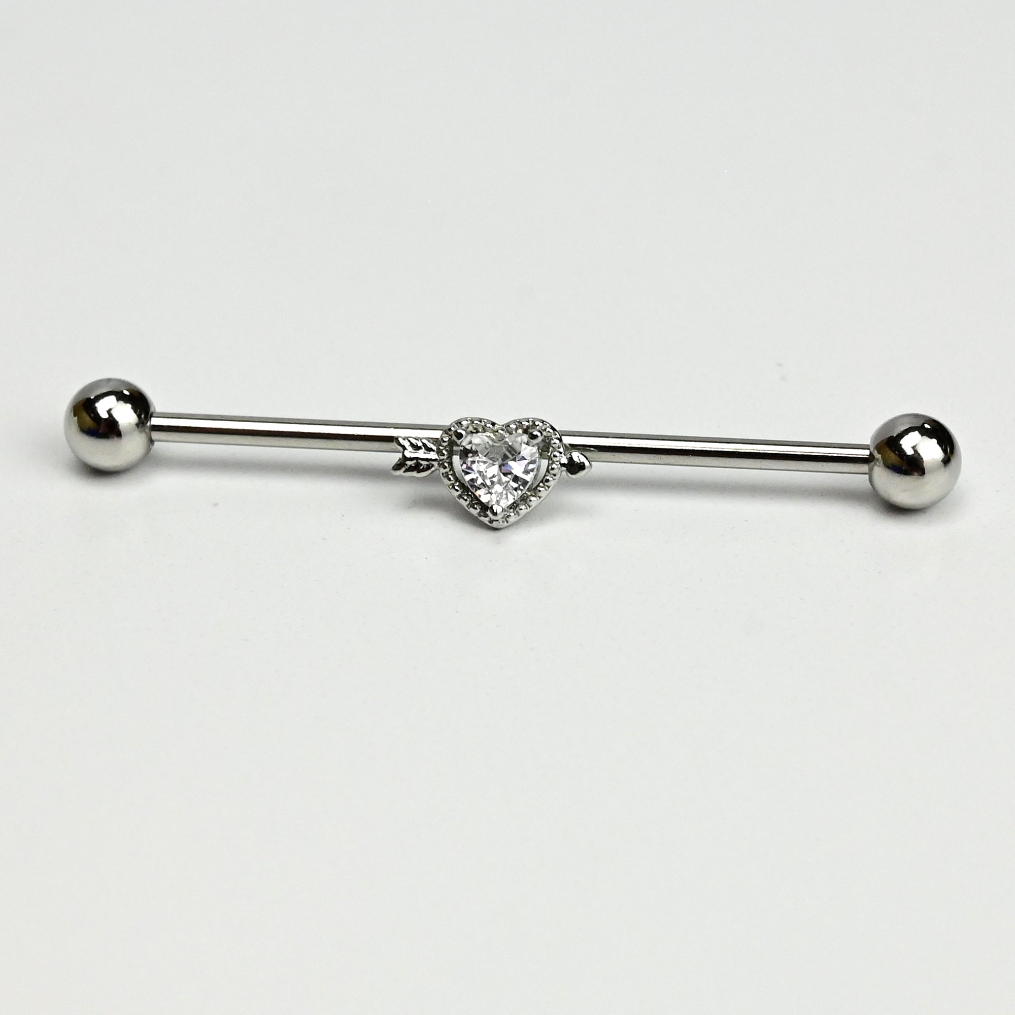 BodyCandy 14G Clear Gem Fusion of Love Arrow Heart Industrial Barbell 38mm — main product shot