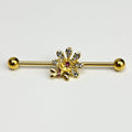 BodyCandy 14G Clear Gem Gold Tone Classic Bee Flower Industrial Barbell 38mm — main product shot