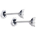 BodyCandy 14G 9/16 Clear CZ Gem Butterfly Blossom Black Barbell Nipple Ring Set — main product shot