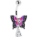 BodyCandy Clear Yellow Green Gem Exotic Butterfly Dangle Belly Ring — main product shot