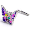 BodyCandy 20G 7mm Yellow Green Gem Exotic Butterfly L Shape Nose Ring — main product shot