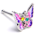 BodyCandy 20G 1/4 Yellow Green Gem Exotic Butterfly Nose Bone — main product shot