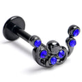 BodyCandy 16G 5/16 Blue Gem Black Scrolling Elegance Labret Monroe Tragus — main product shot