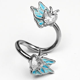 Clear Gem Butterflies Blue Spiral Twister Belly Ringt