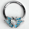 BodyCandy 16G 3/8 Clear Gem Butterflies Blue Hinged Segment Ring — main product shot