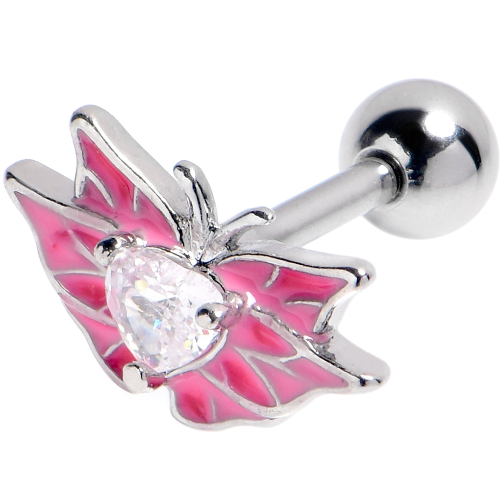 BodyCandy 16G 1/4 Clear Gem Heart Pink Butterfly Cartilage Tragus Earring — main product shot
