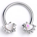 BodyCandy 16G 3/8 White Faux Opal Sunny Heart Horseshoe Circular Barbell — main product shot