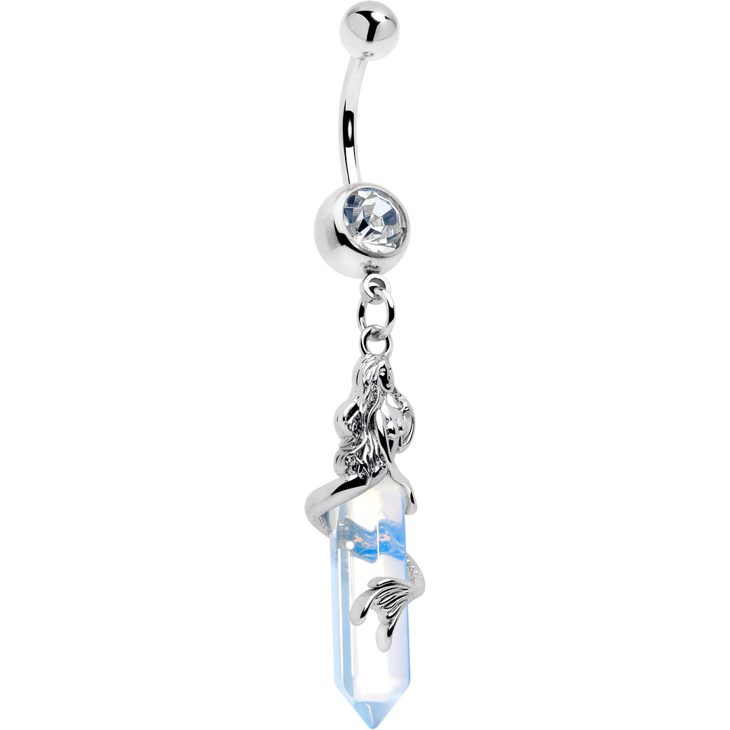 BodyCandy Clear Gem Mermaid Rider Dangle Belly Ring — main product shot