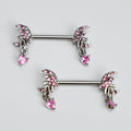 BodyCandy 14G 9/16 Pink Gem Moon Bow Heart Dangle Nipple Ring Set — main product shot
